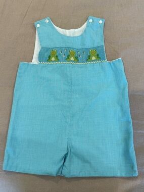 Blue Frog Embroidered Kids Romper